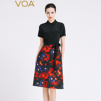 VOA 大花 拼接，印花 連衣裙
