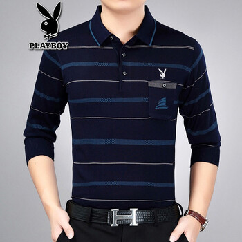 花花公子（PLAYBOY） 長(zhǎng)袖 男士T恤 3121藏青色 175/88A