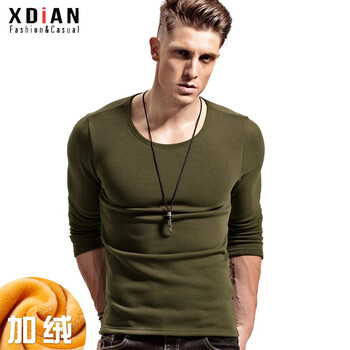 續(xù)點(diǎn)（XDIAN） 長袖 男士T恤 軍綠圓領(lǐng) 