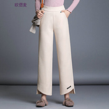 毛呢女褲長款