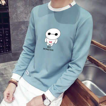 古萊登（GODLIKE） 長(cháng)袖 男士T恤 大白(圓領(lǐng))淺藍 