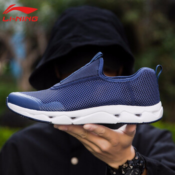 李寧（LI-NING）跑步鞋透氣網(wǎng)鞋-藏青藍(lán)/標(biāo)準(zhǔn)白 