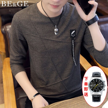 BE&GE 長袖 男士T恤 咖 啡 色1801 XL，L，XXXL，XXL，M