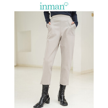 茵曼（INMAN） 高腰 直筒褲 女 九分褲 休閑褲