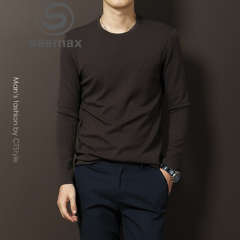SEEMAX 長(zhǎng)袖 男士T恤 深棕色 XL，L，加大，M，XXXL，XXL
