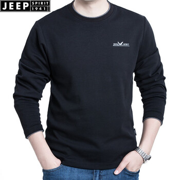 Jeep 長袖 男士T恤 TS0001黑色 