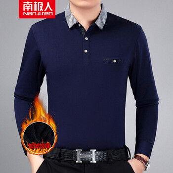 南極人（Nanjiren） 長(zhǎng)袖 男士T恤 藏青色【加絨款】 