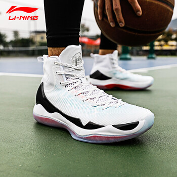 李寧（LI-NING）籃球鞋白色/薄藍色/熒光桃紅/黑 42