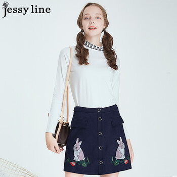 Jessy line 刺繡 短袖 T恤 女 圓領(lǐng)