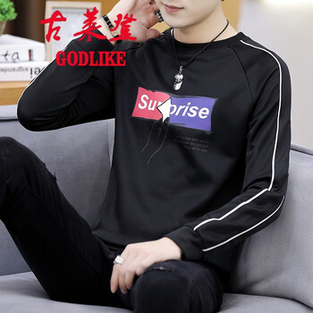 古萊登（GODLIKE） 長(zhǎng)袖 男士T恤 小手托驚喜黑色 