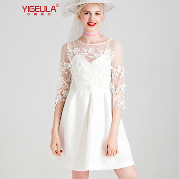 衣閣里拉（YIGELILA） 純色 紗網(wǎng) 連衣裙