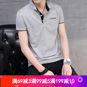 古萊登（GODLIKE） 短袖 男士T恤 灰色黑領(lǐng) XL，L，XXXL，M，XXL