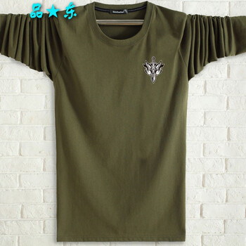 其它品牌（Q） 長袖 男士T恤 軍綠色 XL，L，M，XXXL，XXL