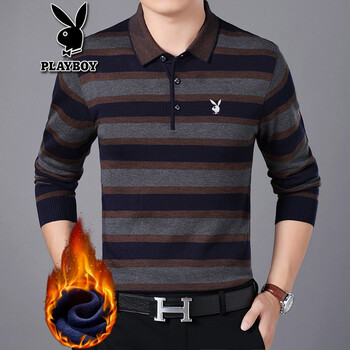 花花公子（PLAYBOY） 長袖 男士T恤 3161黃色加絨 XL