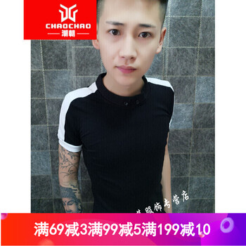 C2潮朝（C2CHAOCHAO） 短袖 男士T恤 黑色1 