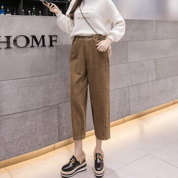 咖啡色哈倫褲女