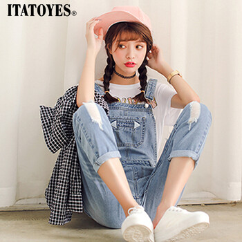 意設(shè)（ITATOYES） 中腰 背帶褲 女 九分褲 牛仔褲