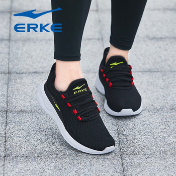 鴻星爾克（ERKE）跑步鞋3137 正黑/大學(xué)紅  