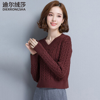 針織衫棗紅女
