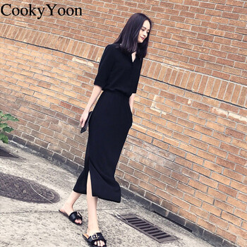 CookyYoon 純色 拼接，立體裁剪，紗網(wǎng) 連衣裙