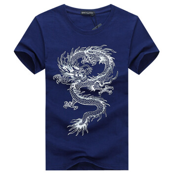 賓宇兄弟（BINYUXD） 短袖 男士T恤 龍藍(lán)色 S，XL，L，加大，XXXL，M，XXL