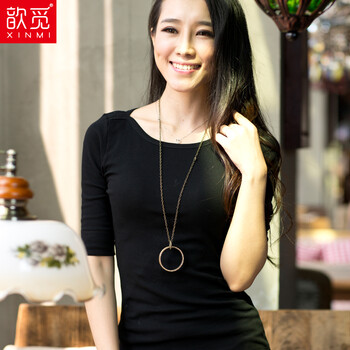 歆覓 漸變，撞色 短袖 T恤 女 一字領(lǐng)