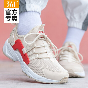361度跑步鞋【女款】米色/雀花紅 35