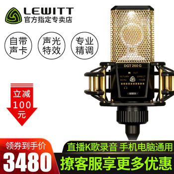 萊維特（LEWITT）  懸掛式 麥克風(fēng) 萊維特DGT260 小金人（自帶聲卡）