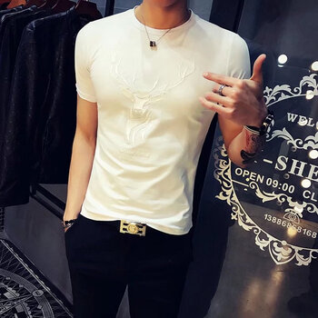 歐波格 短袖 男士T恤 KC花鹿白色 XL，L，M