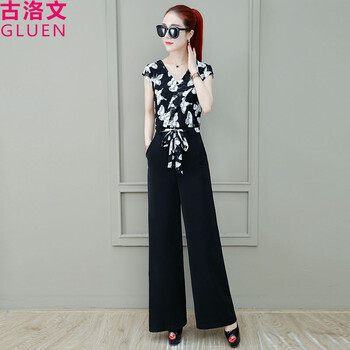 古洛文（GLUEN） 高腰 連衣褲 女 九分褲 休閑褲