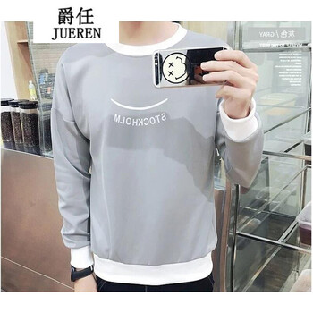 騎士普?。≒utino Rider） 長袖 男士T恤 TO2笑臉長袖灰色 S，XL，L，XXL，M