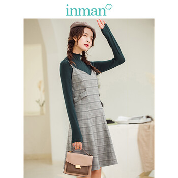 茵曼（INMAN） 格子 格子 連衣裙