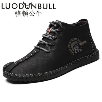 駱頓公牛（LUODUNBULL）男士6016黑色系帶-中邦加絨 46