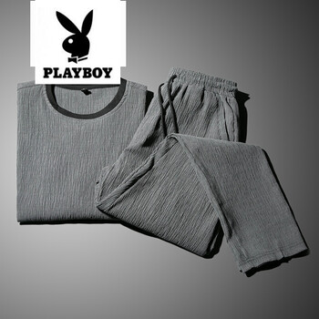 花花公子（PLAYBOY） 短袖 男士T恤 925款短袖長褲灰色 