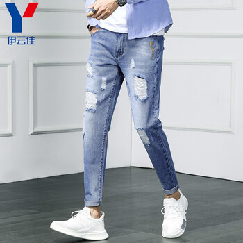 伊云佳 修身褲 青春休閑，復(fù)古風(fēng) 男士牛仔褲