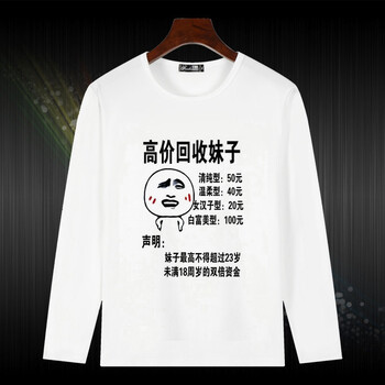 倪芯哲（N.XINZHE） 長(zhǎng)袖 男士T恤 回收妹子 XL，L，M