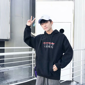 古萊登（GODLIKE） 七分袖 男士T恤 加絨年輕有為黑 XL，L，M，XXL