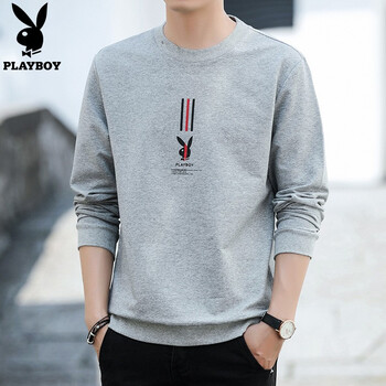 花花公子（PLAYBOY） 長(zhǎng)袖 男士T恤 灰色（305） 