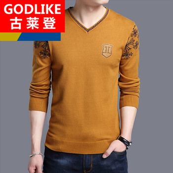古萊登（GODLIKE） 長袖 男士T恤 鉆薄款黃色 