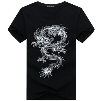 賓宇兄弟（BINYUXD） 短袖 男士T恤 龍黑色 S，XL，L，XXL，M，XXXL，加大