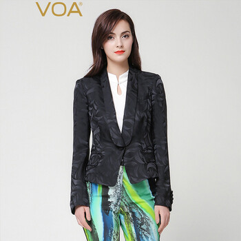 VOA 西裝領(lǐng) 長(zhǎng)袖 女 短外套 紐扣，褶皺