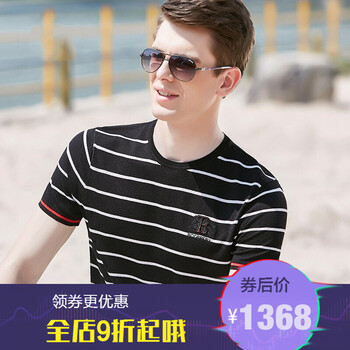 紀(jì)詩哲（GIEVSZHE） 短袖 男士T恤 白色條紋 