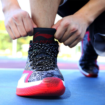 李寧（LI-NING）籃球鞋黑/白/絳紅色 42