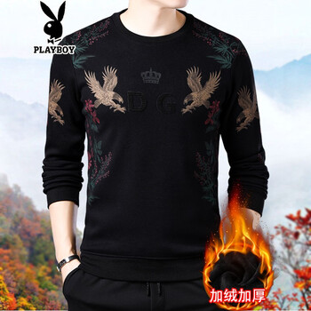 花花公子（PLAYBOY） 長(zhǎng)袖 男士T恤 紅色 TT8781 加絨加厚 