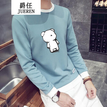 騎士普?。≒utino Rider） 長袖 男士T恤 小熊(圓領(lǐng))淺藍(lán) S，XL，L，M，XXL