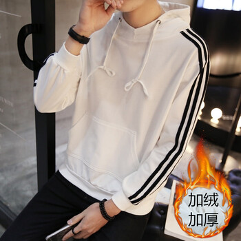 古萊登（GODLIKE） 七分袖 男士T恤 加絨三桿連帽衛(wèi)衣白色加絨款 XL，L，M，XXL