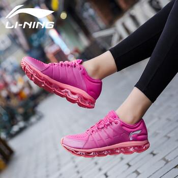 李寧（LI-NING）跑步鞋ARHM022-4熒光莓紅/熒光炫粉丨氨綸布 