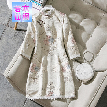 提花短款連衣裙