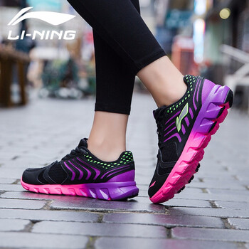 李寧（LI-NING）跑步鞋【網(wǎng)面跑鞋】黑紫色 35