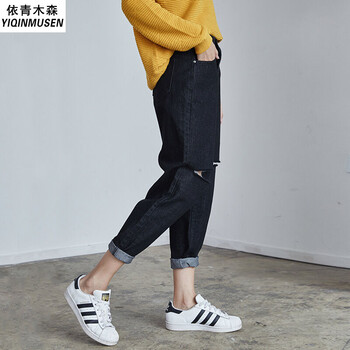 導(dǎo)航馬（DOHANMAR） 低腰 直筒褲 女 九分褲 牛仔褲